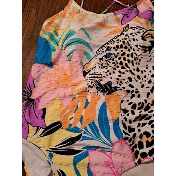 New Jr XL No Boundaries 1 Piece Leopard Cheetah Tropical Swimsuit Bathing Suit - Picture 3 of 7